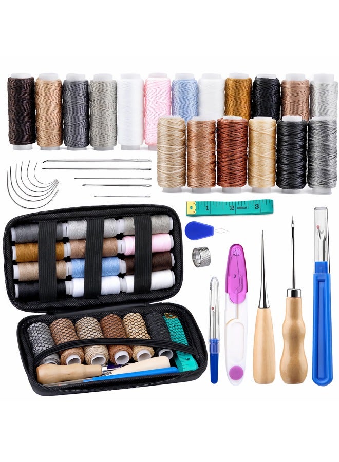 Compare Heavy Duty Leather Sewing Kit, Upholstery Repair Kit with Waxed Threads & Sewing Threads, Hand Stitching Needles, Sewing Awl Tools & Leather Craft Tools for Car Seats, Sofa, Shoes, Thobe, Abaya, Backpack, DIY Repairs at KSA Price