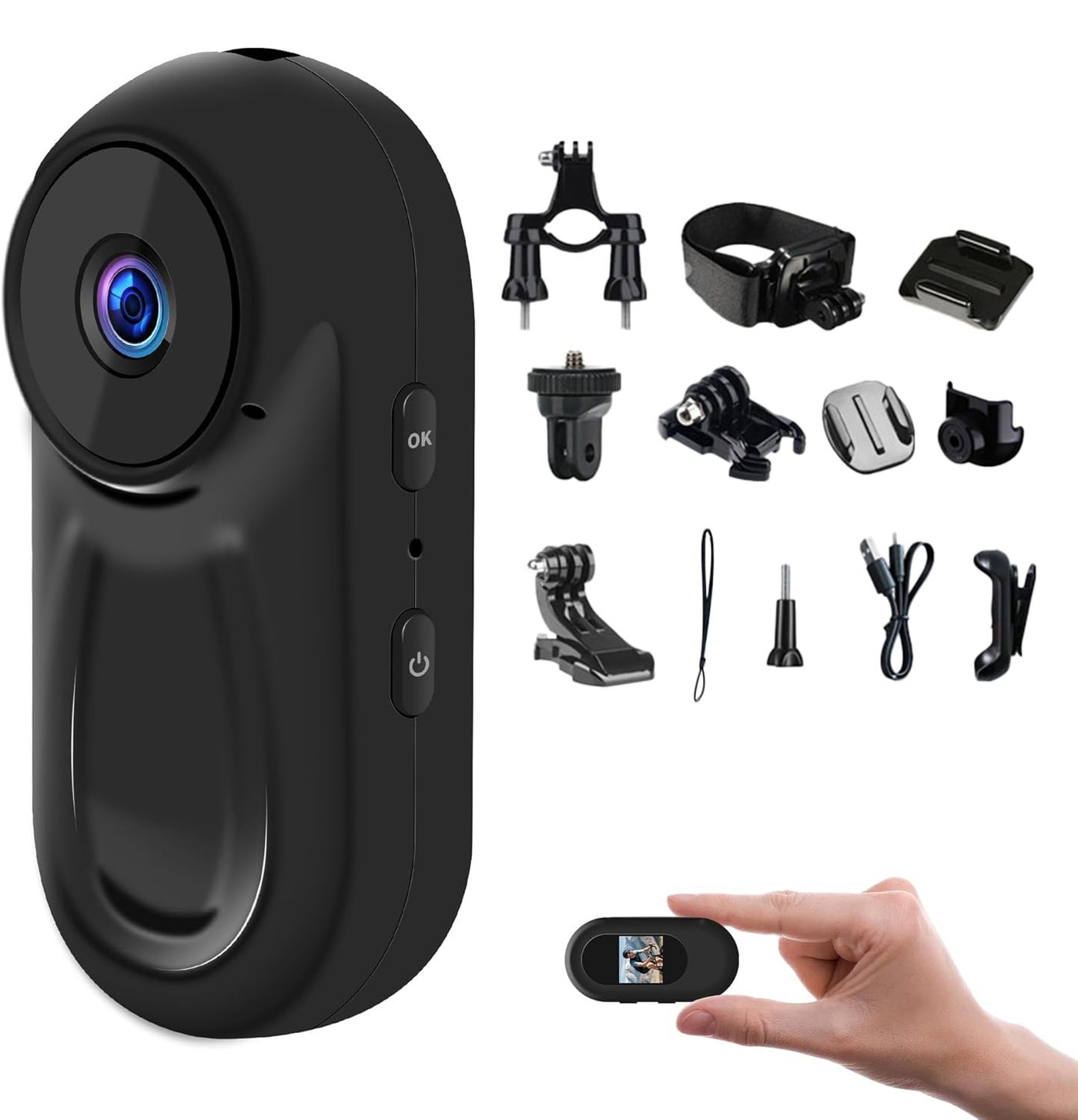 1080P Sports Action Camera, Wearable Body Cam, Portable…