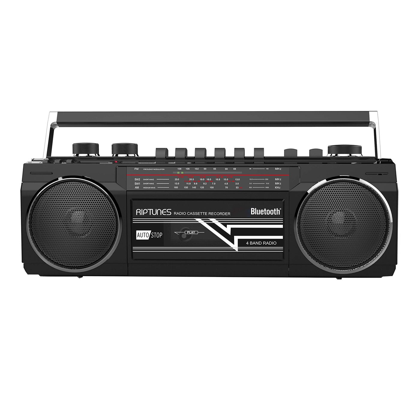 Compare Riptunes Cassette Boombox, Retro Blueooth Boombox, Cassette Player and Recorder, AMFMSW1SW2 Radio4Band Radio, USB, SD, and Aux in, Black at KSA Price