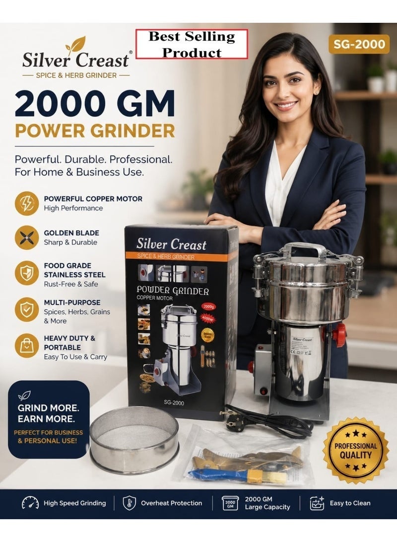 Compare SG2000 2000GM Power Grinder with Copper Motor, Stainless Steel for Spices, Coffee & Grains at KSA Price