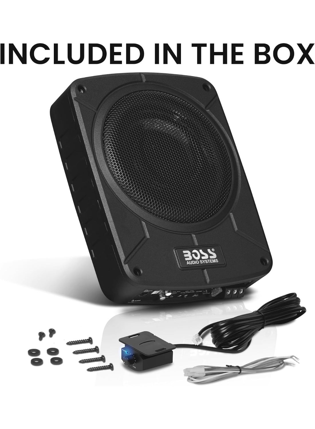 Compare BOSS Audio Systems BAB8 Amplified Car Subwoofer  800 Watts Max Power, Low Profile, 8 Inch Subwoofer, Remote Subwoofer Control, Great for Vehicles That Need Bass But Have Limited Space at KSA Price