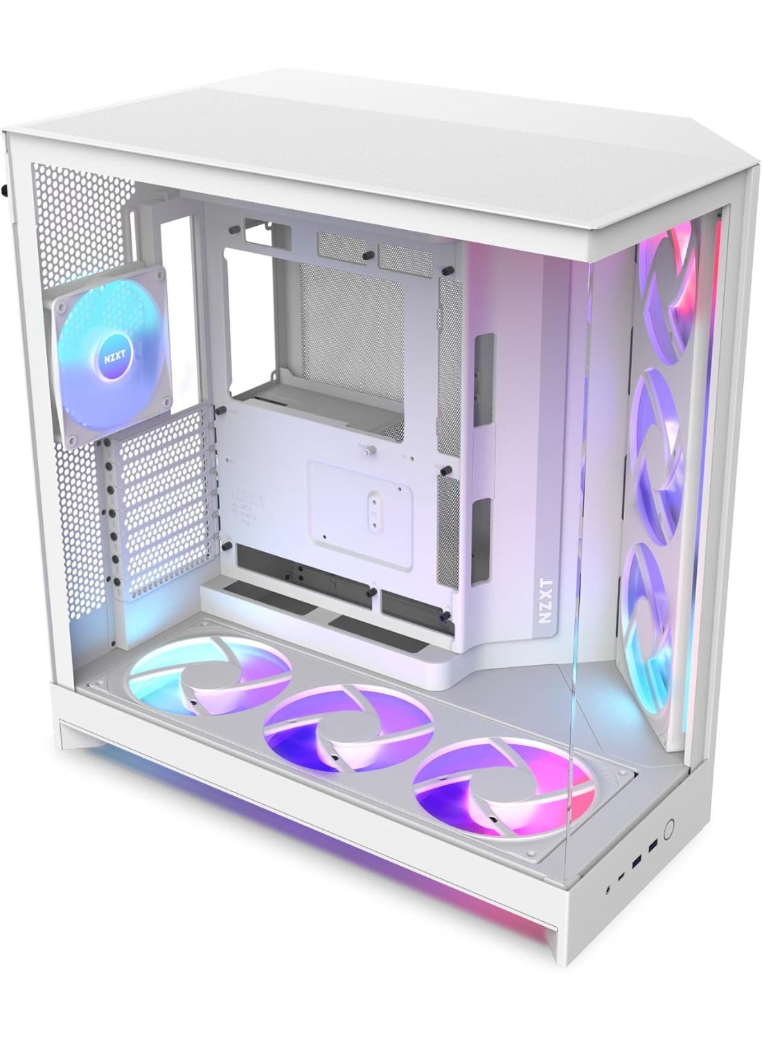 Compare NZXT H9 Flow RGB+ DualChamber ATX MidTower Gaming PC Case, White, Tempered Glass Front & Side Panels, 7 RGB Fans Included, HighAirflow Design, USBC Front IO at KSA Price