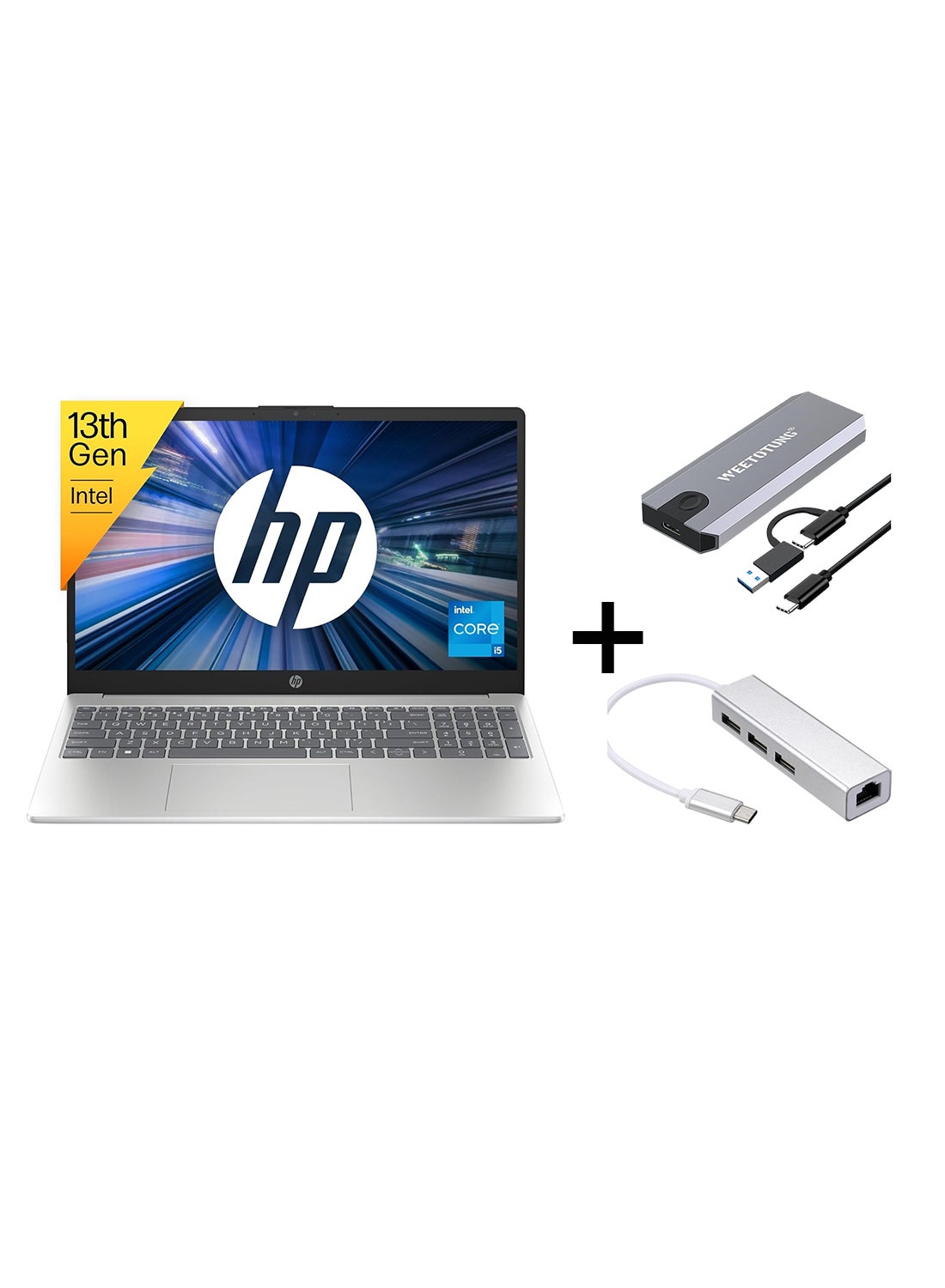 Compare 2023 Newest 15s Series 15.6 Notebook, FHD 1920 x 1080, Intel Core i71355U Decacore i5, 16 GB DDR4 RAM, 512GB NVME SSD, Thin & Light, Windows 11 With 128GB external drive +TypeC to USB Hub English silver at KSA Price
