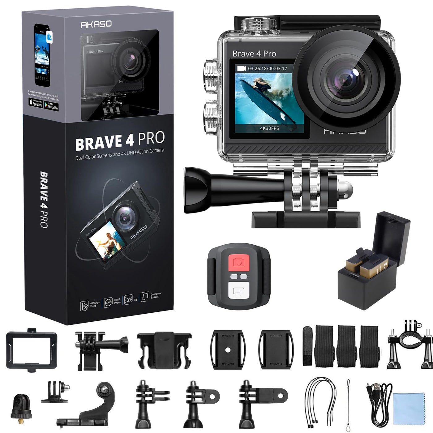 AKASO Brave 4 Pro 4K30FPS Action Camera -…