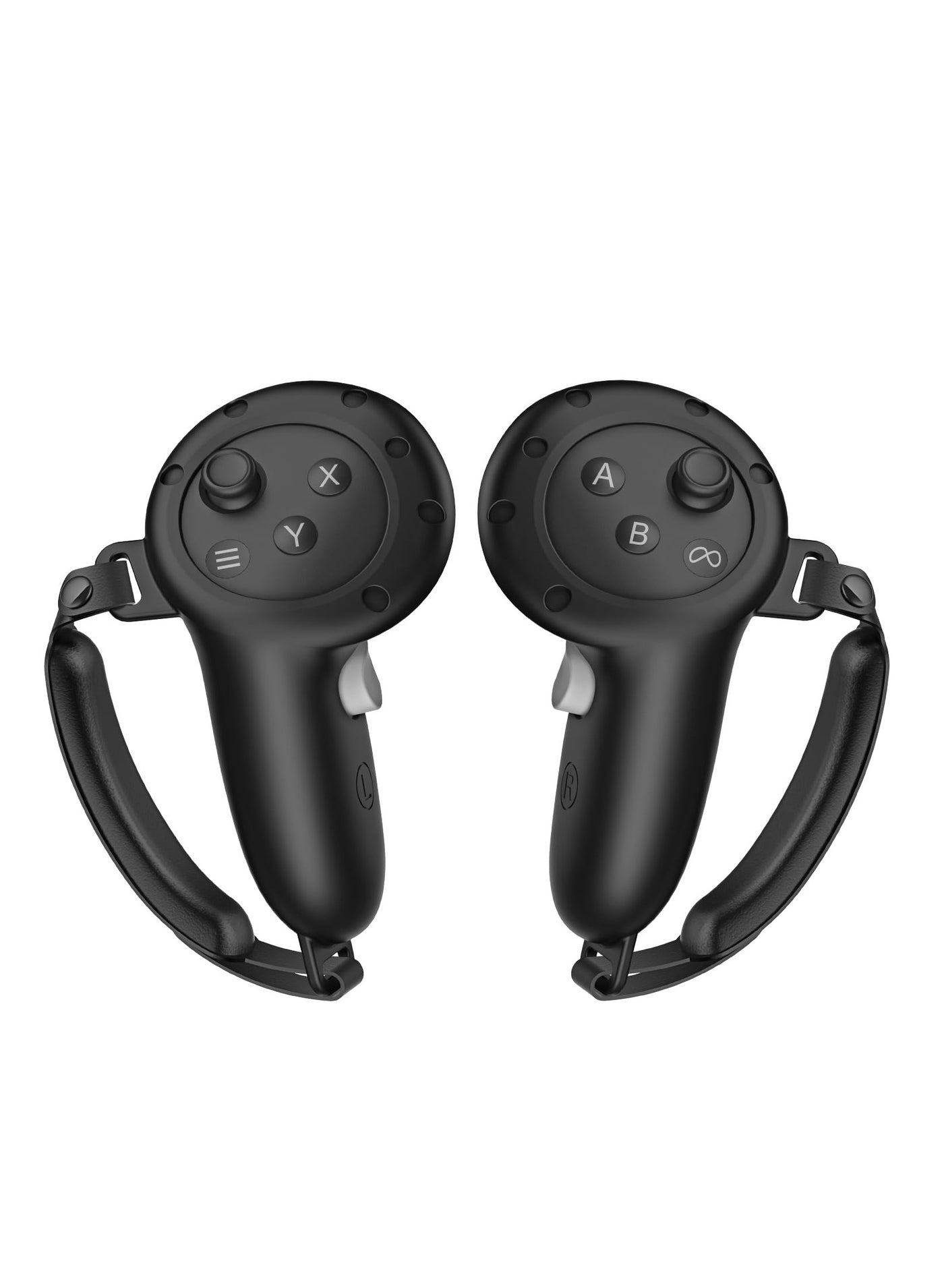 Compare 2PCs Upgraded Controller Grip Cover AntiFall Protective Handle Sleeve with Wrist Strap Compatible for Meta Quest3 Handles Black at KSA Price