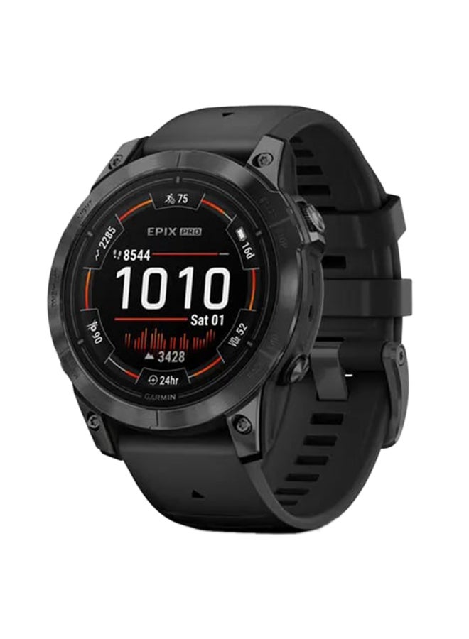 Compare Epix Pro Gen 2 Standard Edition  47MM  Up To 16 Days Battery Life  1.3inch Amoled Display, Scratch Resistant, Corning® Gorilla® Glass, Heart Rate Monitor, All Day Stress Monitor, Advanced GPS Features,  Advanced Golf Features, Super Bright LED Flashlight, iOS and Android Compatible Slate Gray with black silicone band at KSA Price