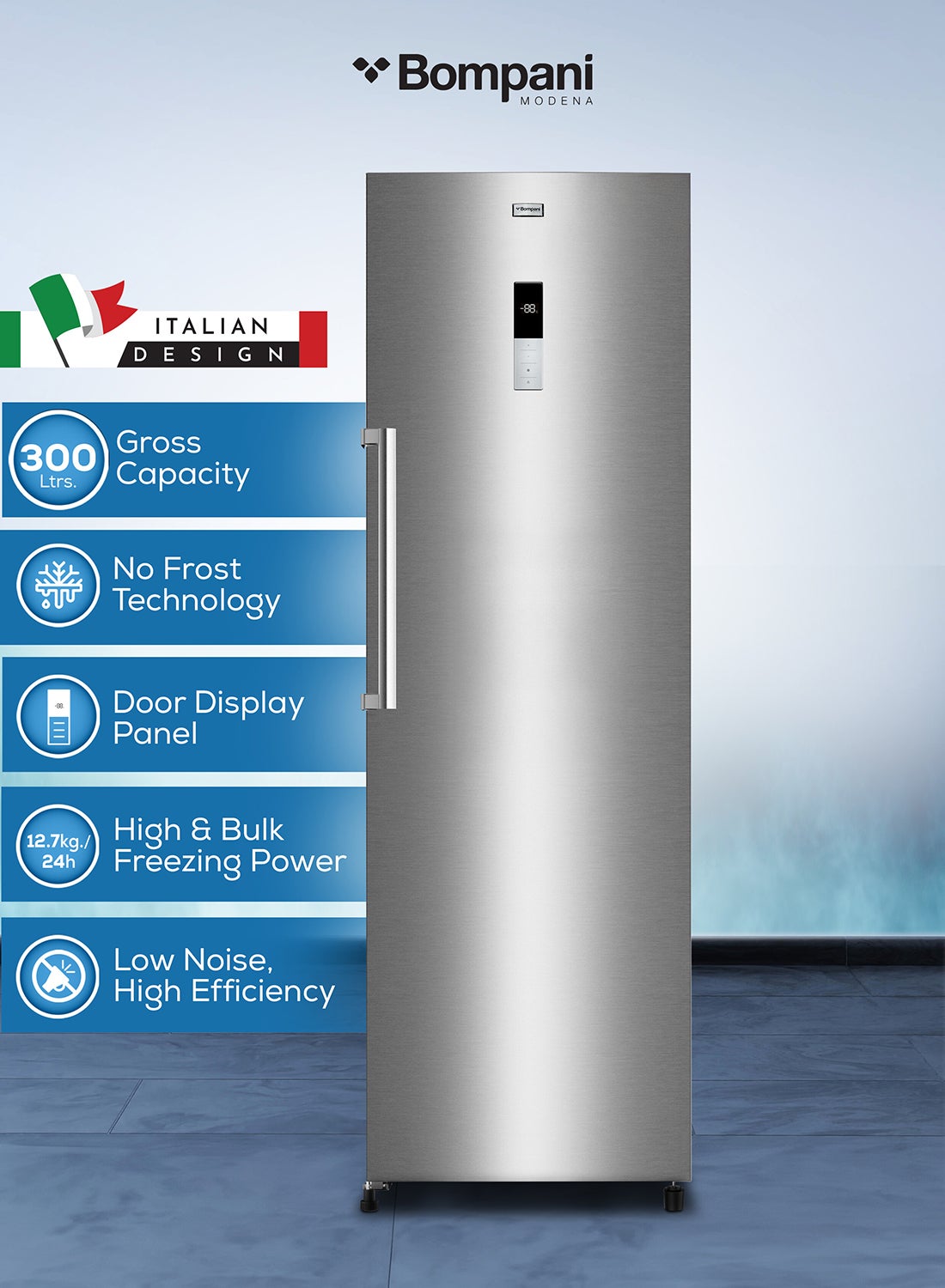 Compare Single Door Upright Freezer with 300L Gross Capacity, Reversible Door, Electronic Temperature Control, HighEfficiency R600a Refrigerant, 18Hour Temperature Rise, 4 Drawers, 2 Glass Shelves, 12.7kg24h Freezing Capacity, Door Display, External at KSA Price