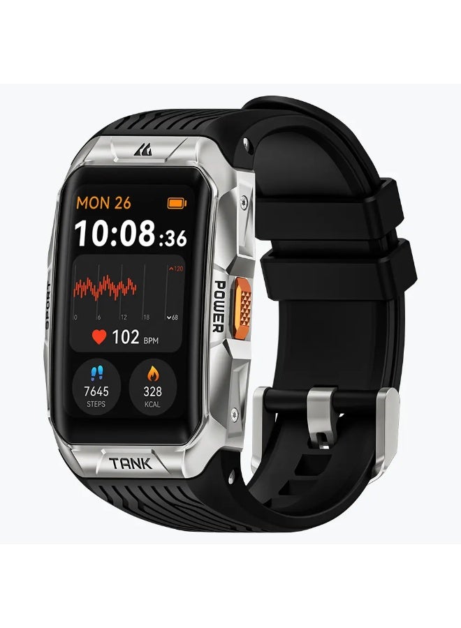 Compare 290 mAh 290 mAh KOSPET Tank X2 Ultra Rugged Military Smartwatch for Men with 1.64” AMOLED Display, DualBand GPS with 6 Satellite Systems, 5ATM & IP69K Waterproof, 170+ Sports Modes, 247 Health Monitoring, Long Battery Life  silver at KSA Price