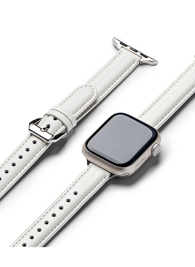 Compare Leather One Padded Slim Band for Apple Watch Series 10 42mm, Watch Series 987 41mm, Watch Series SE26SE54 40mm , Watch Series 321 38mm – Genuine Cowhide Leather Strap  White White at KSA Price