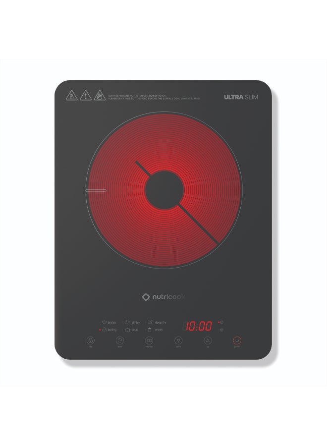 Compare Infrared Cooker – Up to 650°C, 10 Temperature Settings, 10 Power Levels, 6 Preset Cooking Programs, Child Safety Lock, UltraSlim SpaceSaving Design, 2Year Warranty NCIFC150 Black at KSA Price