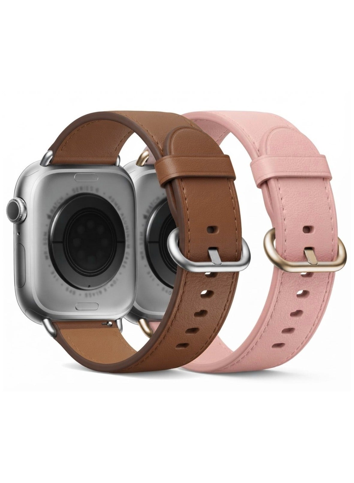Compare Leather Strap Compatible with Apple Watch Ultra 4321 49mm, Series 121110 46mm, Series 987 45mm, SE3SE2SE654 44mm, Series 321 42mm, Premium Leather Replacement Band Multicolor at KSA Price
