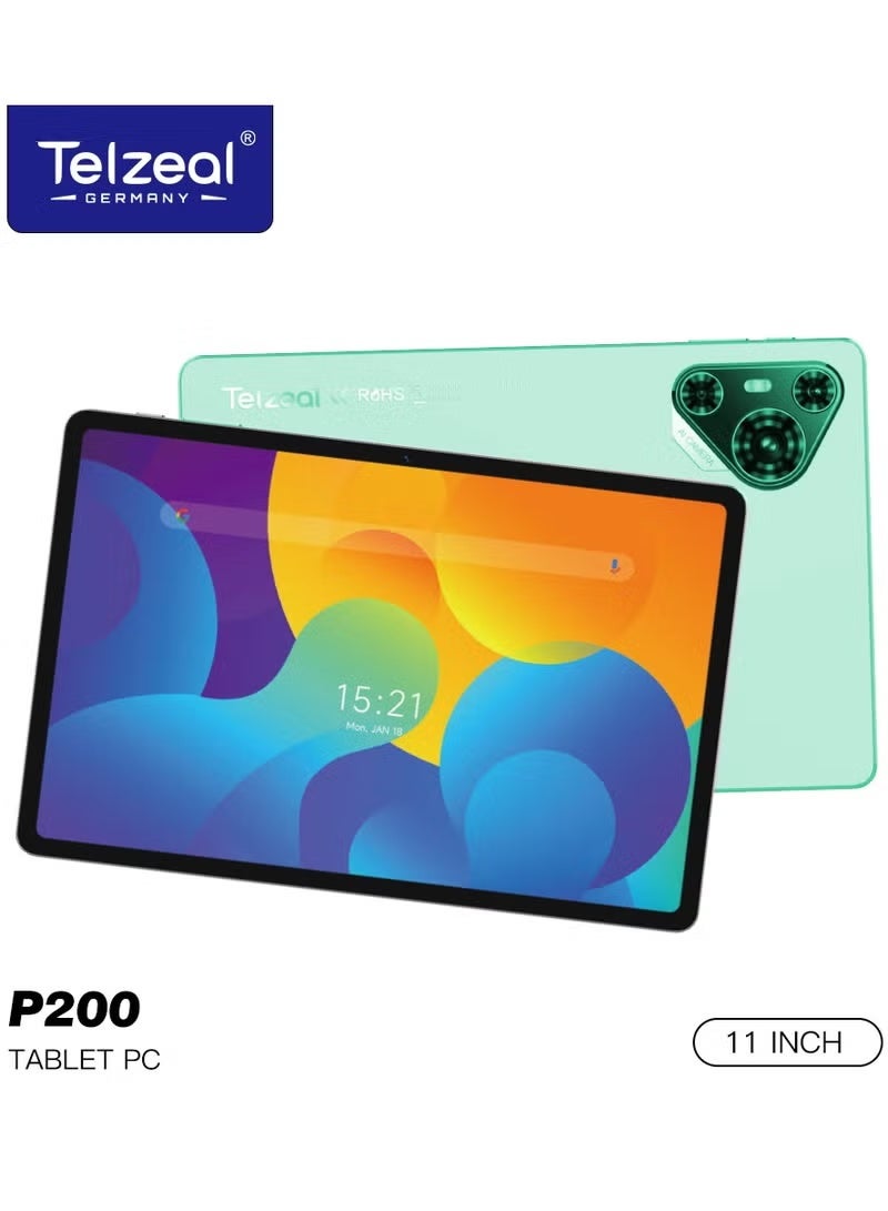 Compare P200 11Inch Android 13 Tablet | 12GB RAM + 512GB Storage | 10000mAh Long Battery | Dual SIM 4G LTE & WiFi | Wireless Keyboard & Mouse Bundle | Work, Study & Entertainment – Green at KSA Price