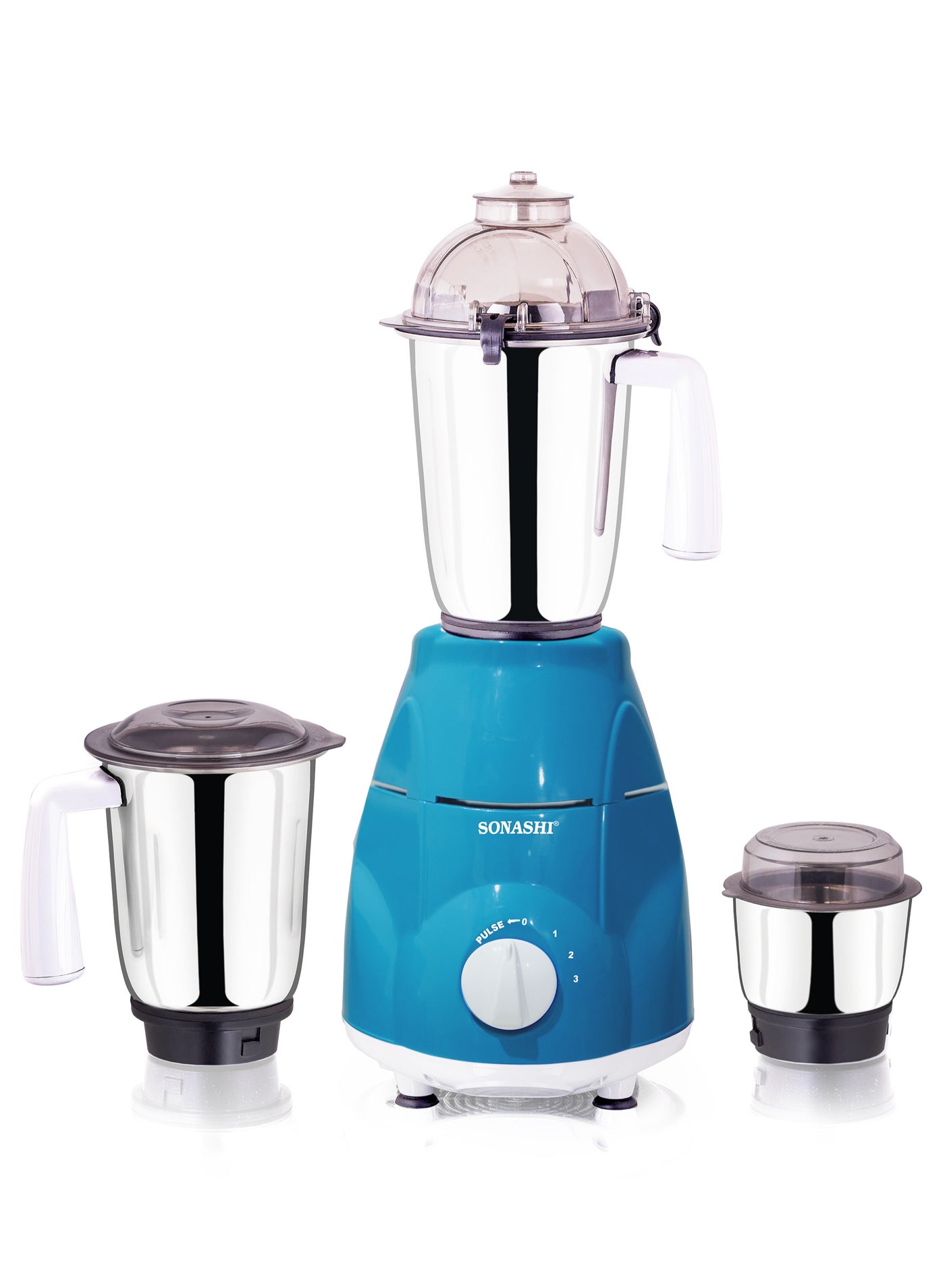 Compare 3in1 Mixer Grinder  Powerful Motor with 3 Speed Setting and Pulse | Sleek and Stainless Steel Jars with Leak Proof Lid | Perfect for making Smoothies, Milkshakes, and Grinding Beans, Coconut, Nuts, Etc 1.5 L 750 W SB151SS Blue at KSA Price