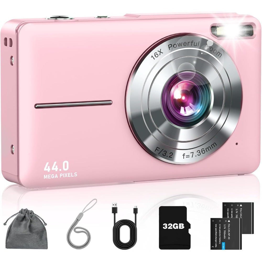 Digital Camera, FHD 1080P Camera w/ 32GB Card,…