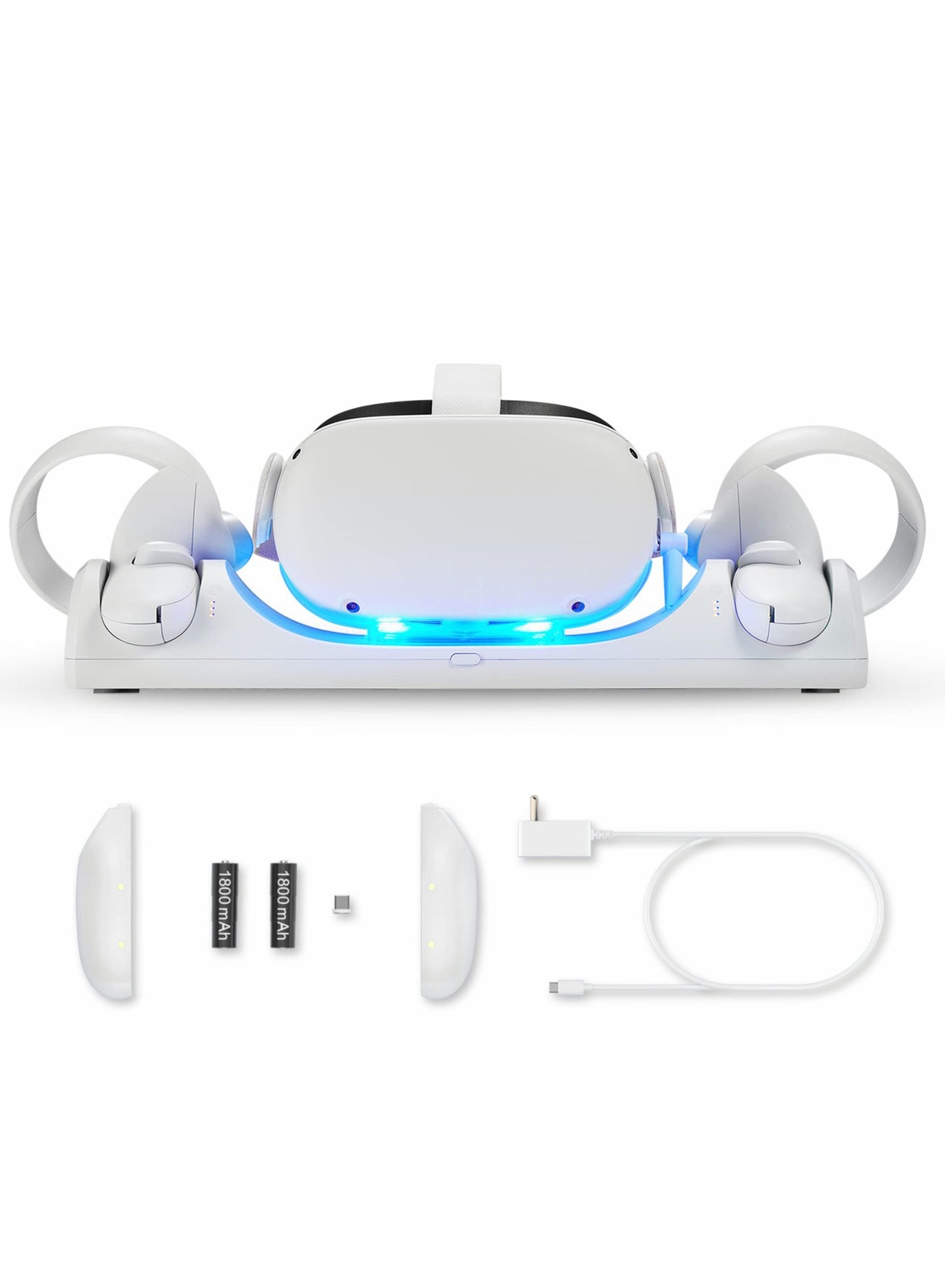 Compare Charging Dock for Oculus Quest 2  Meta Quest 2 with LED Light, Magnetic Charging Station for VR Headset and Touch Controllers, with 2 Rechargeable BatteriesTypeC Charger Cable at KSA Price