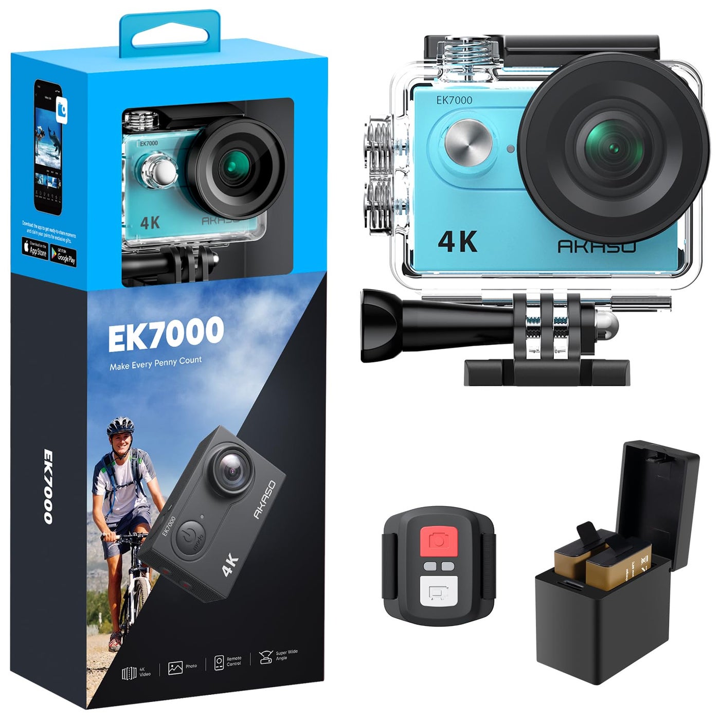 AKASO EK7000 4K30FPS 20MP WiFi Action Camera with…