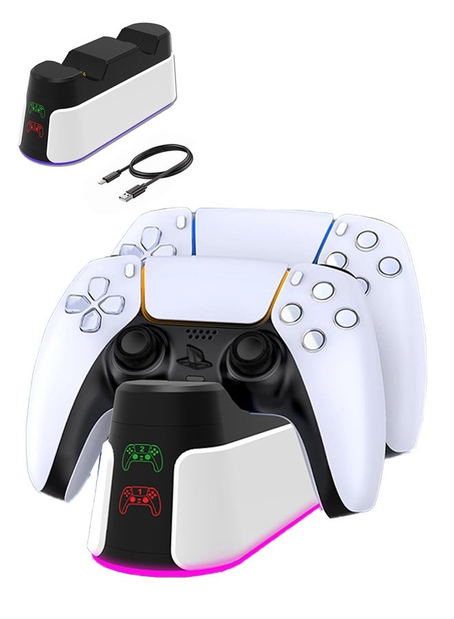 Compare PS5 Game Controller Charger Station with RGB Light, Fast Charging Dock with LED Indicator, Clickin Design, Safe Intelligent Protection at KSA Price