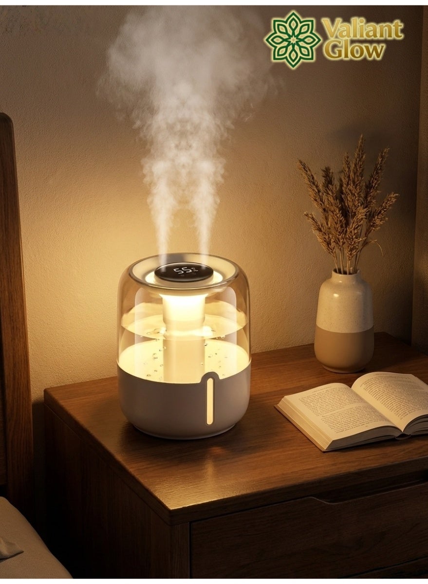 Compare Largecapacity humidifier with humidity display and indicator light; humidifier and air purifier with 2 nozzles and night light function; adjustable mist output; quiet operation; 20hour battery life white. at KSA Price