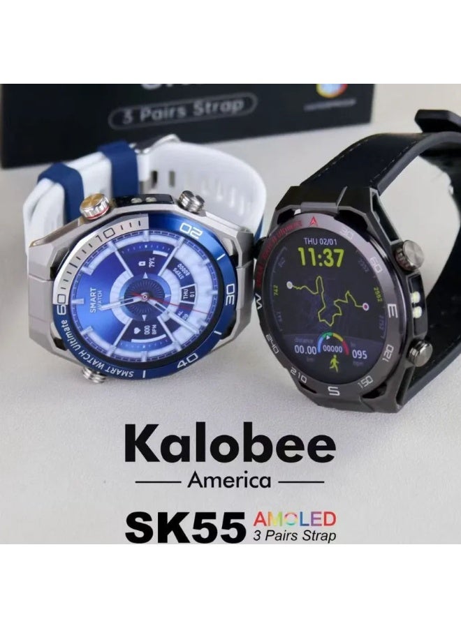 Compare SK55 Smart Watch with AMOLED Display Bluetooth Calling Always On Display Dynamic Island Interface IP68 Waterproof Design Heart Rate and Sleep Monitoring Multi Sports Fitness Tracker with Multi Strap Smartwatch for Android and iPhone at KSA Price