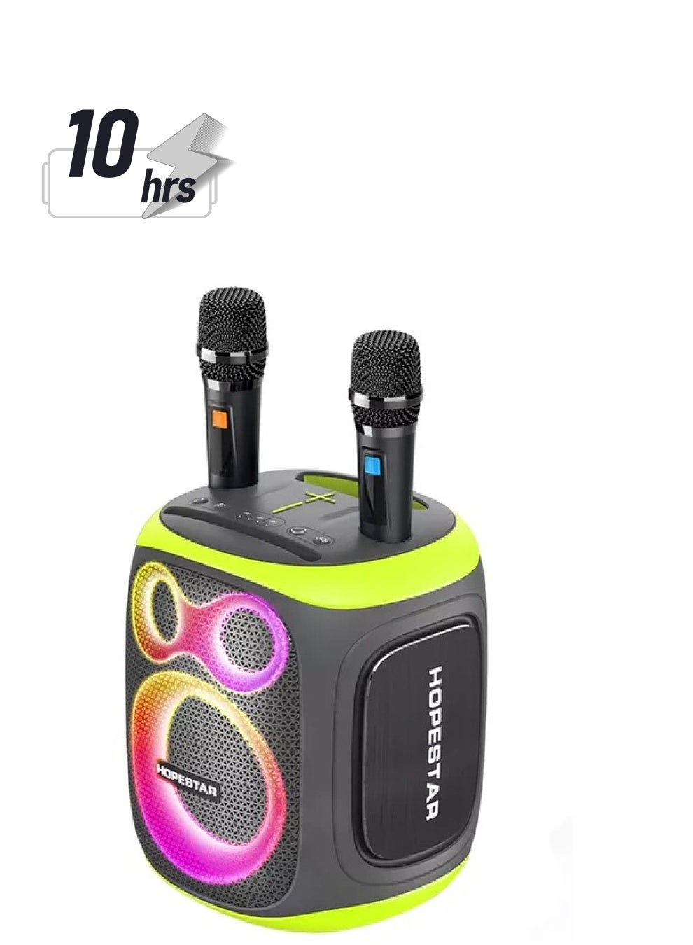 Compare Party 130 Portable Bluetooth Speaker with 120W Powerful Audio, 80W Bass Horn, Dual Wireless Microphones, IPX5 Waterproof, 22000mAh Battery, 10Hour Playback – Perfect for Outdoor Parties, Karaoke, and Events at KSA Price