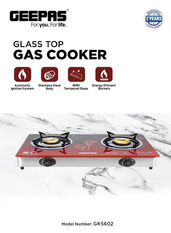 Double Burner Glass Top Gas Stove Stainless…