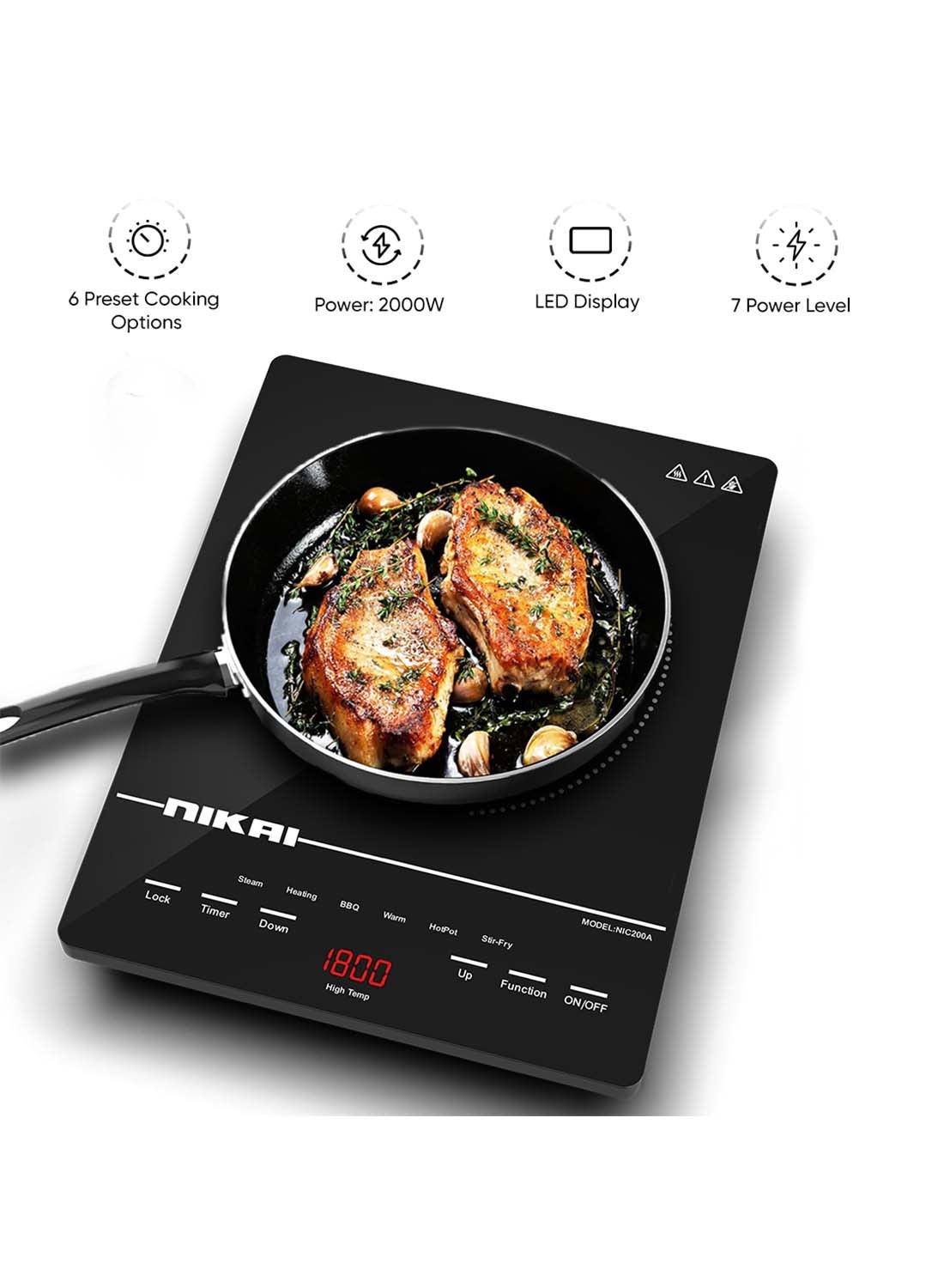 Compare Infrared Cooker  Touch Control With 6 Preset Temperature Settings, Sleek Design, Efficient Heating Technology Suitable For All Utensils 2000 W NIC200A Black at KSA Price