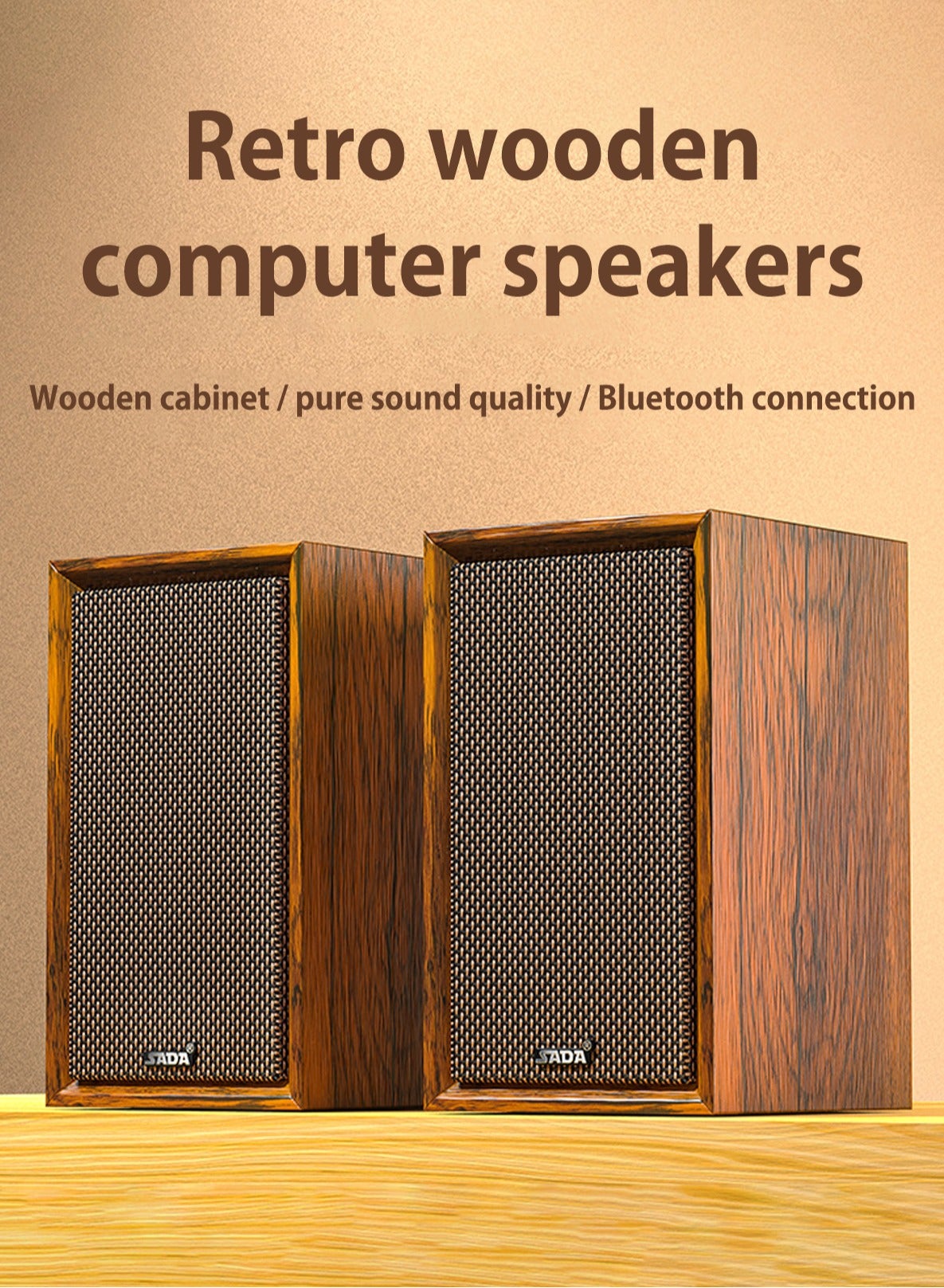 Compare Desktop Computer Speaker Surround Sound 2.0 Stereo,Classic Solid Wood PC Speakers,Two Linking Methods, Bluetooth 5.0 and Wired Link 3.5mm Connector UBS Powered,Adapts to Multiple Scenes at KSA Price