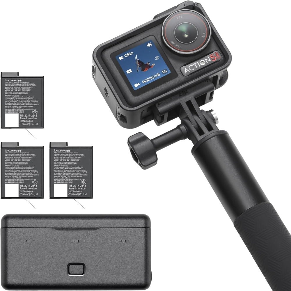 Compare Osmo Action 5 Pro Adventure Combo, Action Camera 4K with 11.3 Sensor, 12h Extended Battery Life with 3 Batteries, Stabilization, Dual OLED Touchscreens, Mini Action Camera for Travel, Vlog at KSA Price