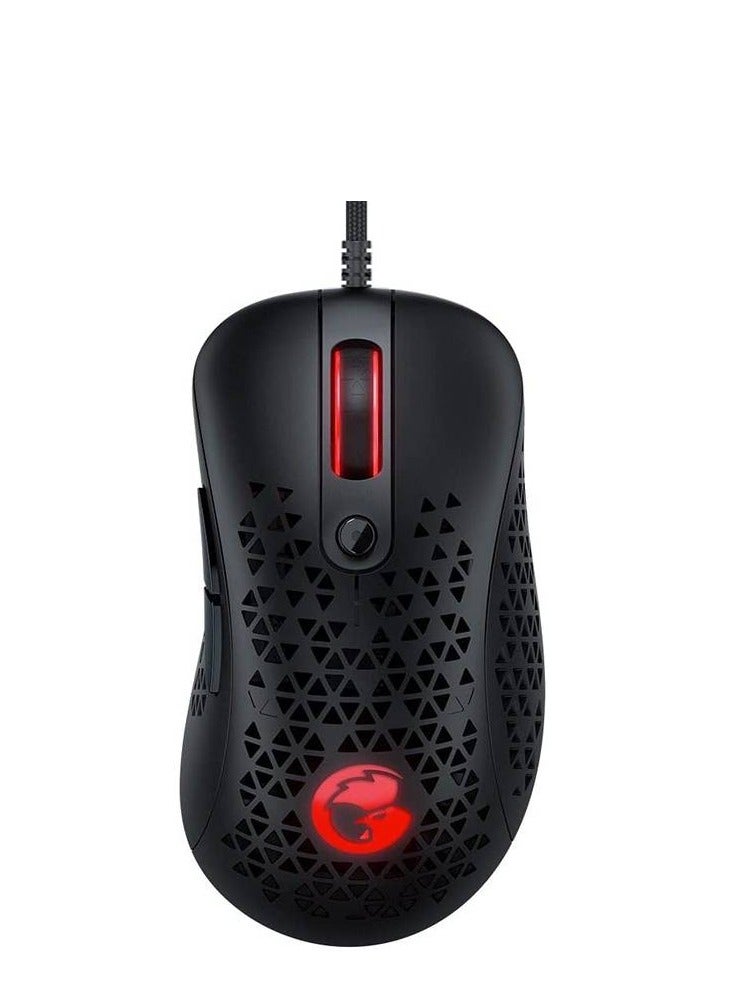 Compare GM500 Ultralight Ergonomic Wired Gaming Mouse 12000 DPI PWM3360 Sensor with Strong Skeleton Design, 3 Types LED Effects with Windows PC Windows 7 or latermacOS Black at KSA Price