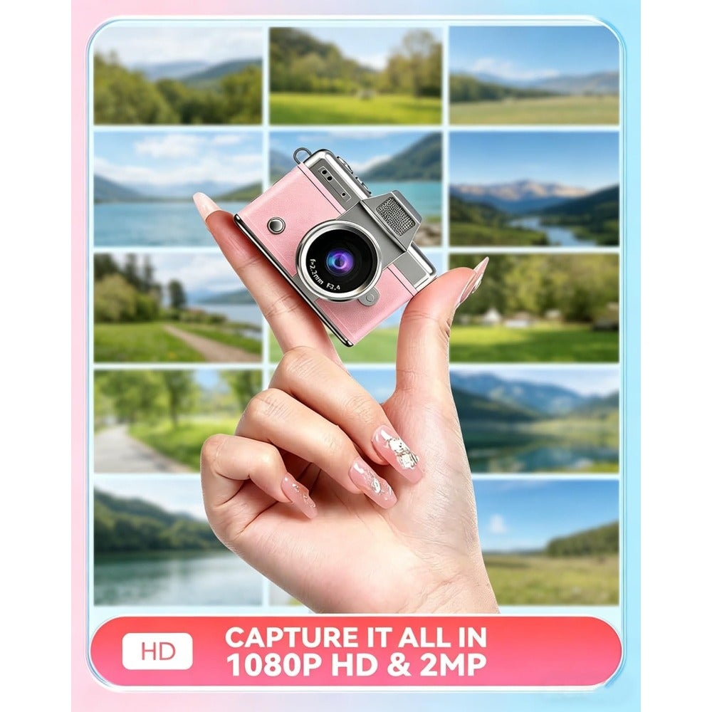 Compare Mini Keychain Camera, 1080P Portable Digital Camera with 1.47 Flip LCD and Flash, Retro Collectible Pocket Camera for Travel, Parties, Birthday at KSA Price