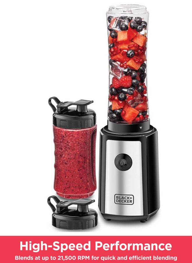 Compare Sports BlenderSmoothie Maker, 6Piece Set with 500ml & 300ml BPAFree Sports Bottles, 21,500 RPM Turbo Speed, Stainless Steel Blades for Ice & Frozen Fruits, 500 ml 300 W SBX300B5 BlackSilverClear at KSA Price