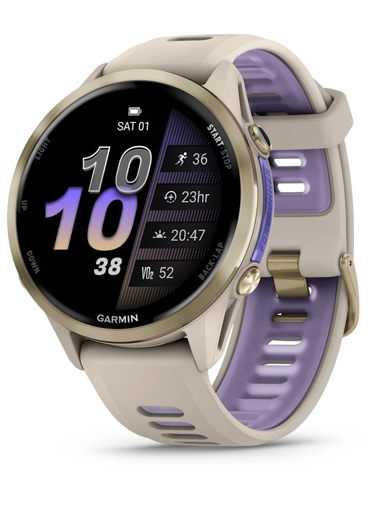 Compare Forerunner 970  47MM  Soft Gold Titanium with French Gray Case and French  Gray Translucent Indigo Band  Up to 15 Days of  Battery life   1.4 Amoled Display, sapphire crystal, Heart Rate Monitor, All day stre at KSA Price