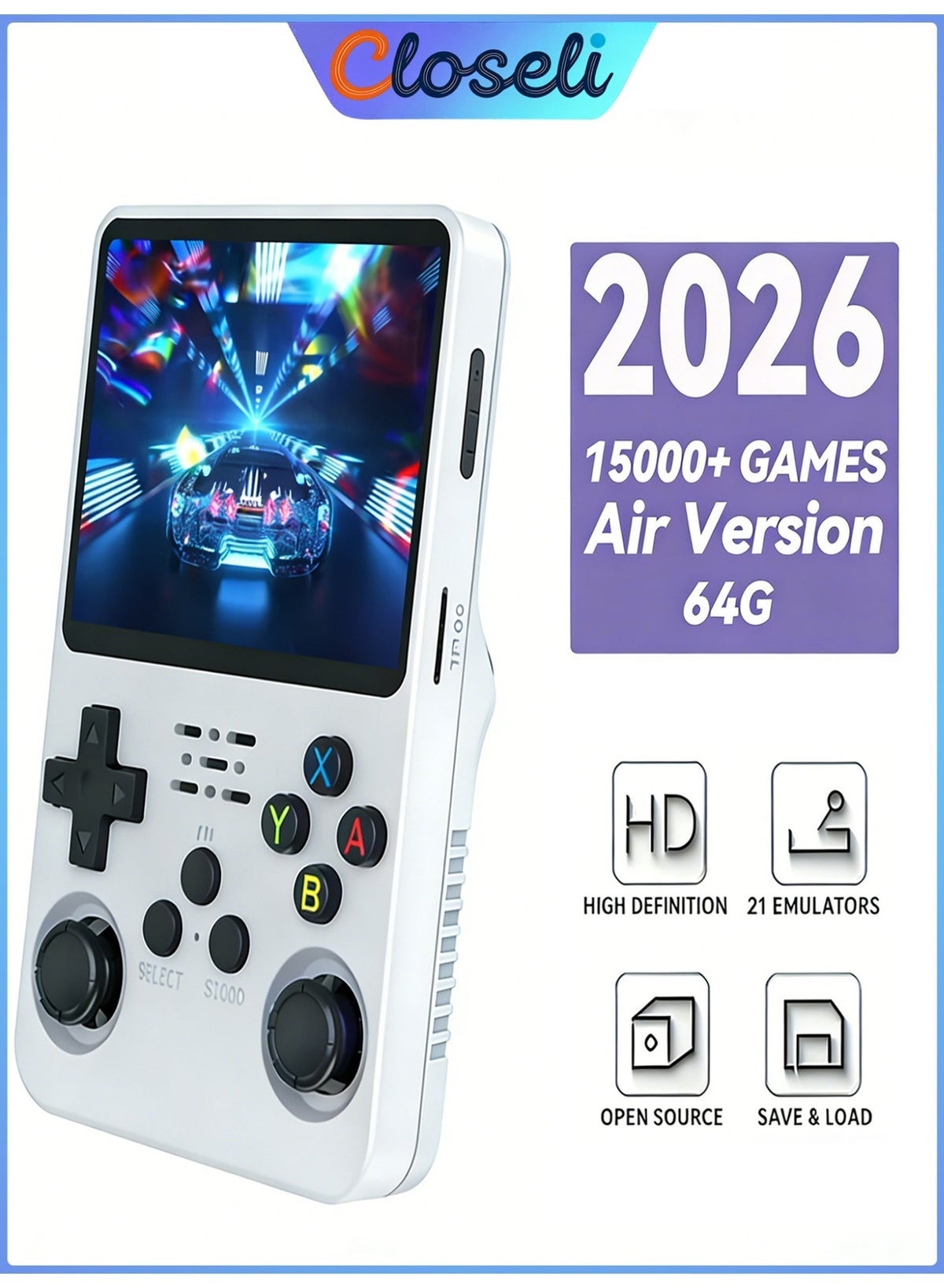 Compare R36S Retro Handheld Game Console,Portable Game Console,Mini Arcade Game Machine, with 64G TF Card, 3.5 Inch IPS Screen, Builtin 64GB TF Card, Open Source Linux System, OTG Support, 256GB Expandable, Birthday & Holiday Gifts at KSA Price
