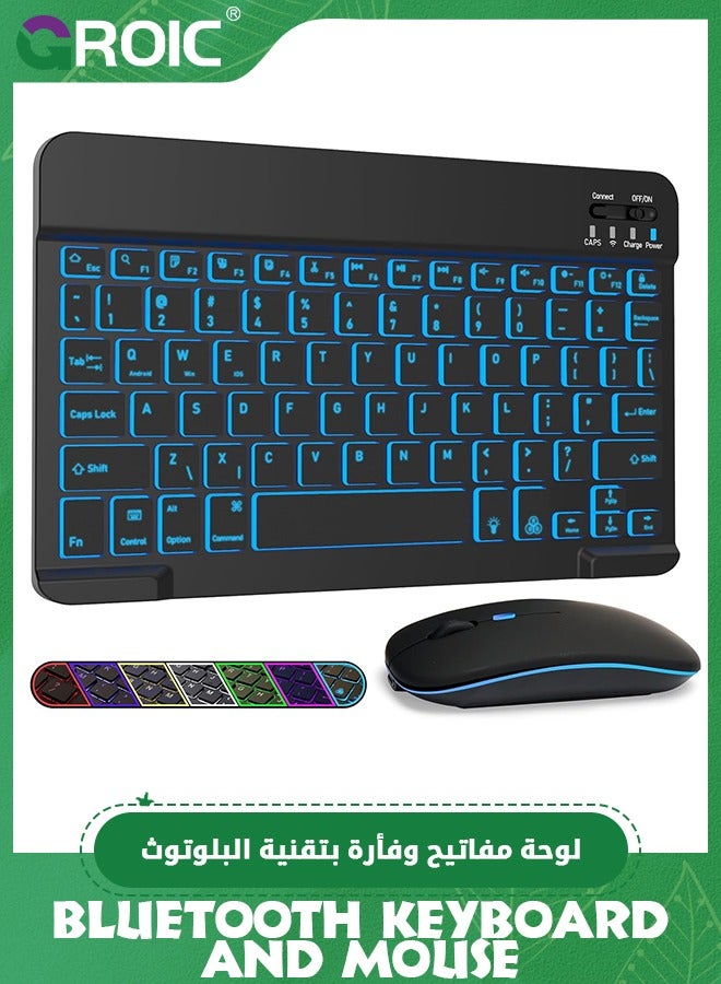 Black Ultra-Slim Bluetooth Keyboard and Mouse Portable…