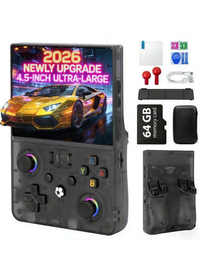Compare 2026 NEW Upgrade R36MAX Ⅱ Retro Handheld Game Console  4.5 Inch UltraLarge Screen, Support 18000+Classic Games, 64G TF Card, Linux System, 4000mAh Battery, Birthday Gift for Adult  Black at KSA Price