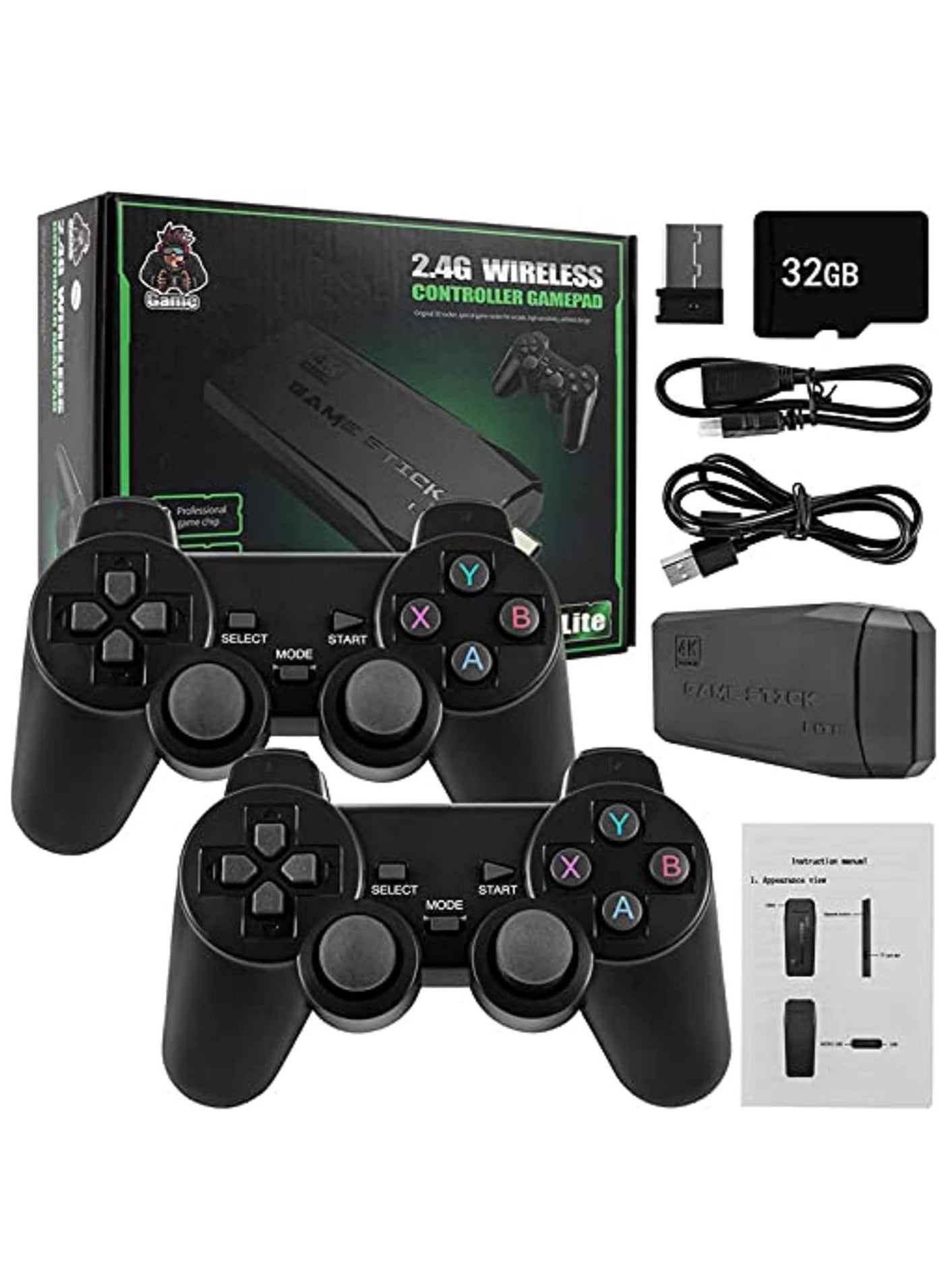 Compare Game Console with Dual Wireless Controllers Plug & Play Video Game Stick Built in 350010000+ Games, 9 Classic Emulators, TV 4K High Definition HDMI Output, Great Gift for Adults and Kids 32G at KSA Price