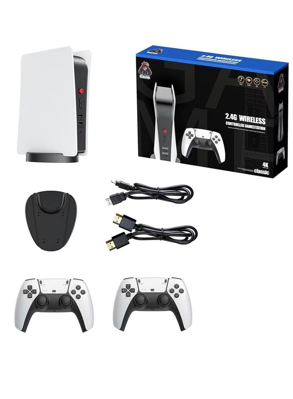 Compare Wireless Retro Game Console Plug And Play Video Game Stick Built In 20000+ Games, 10 Classic Emulators 4K High Definition HDMI Output For Tv With Dual 2.4G Wireless Controllers With 64GB Memory Card at KSA Price