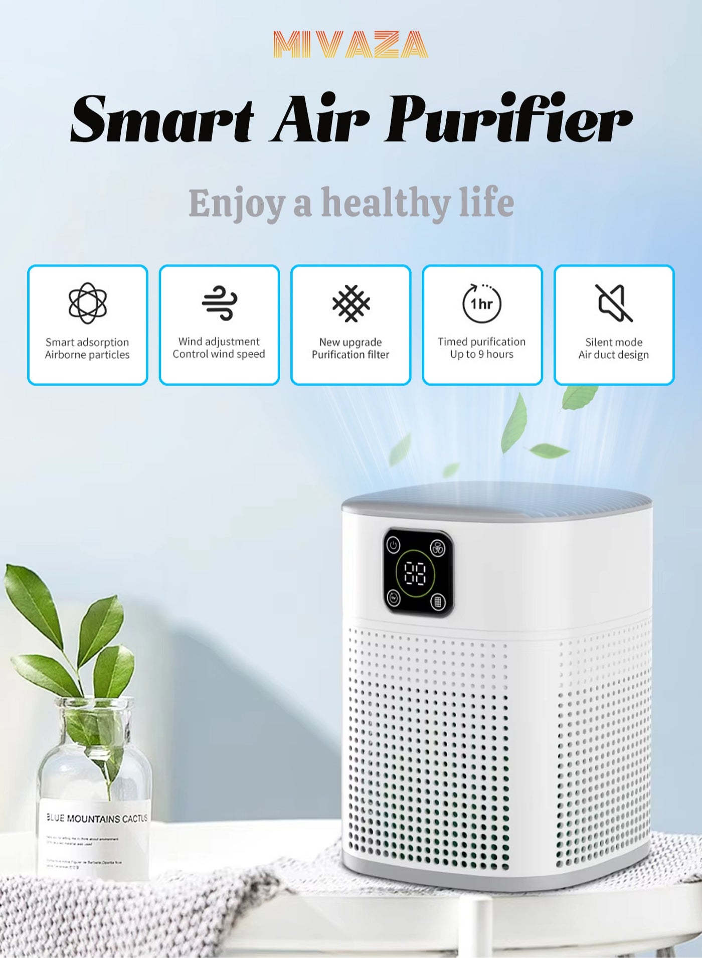 Smart Desktop Air Purifier with Digital Display…