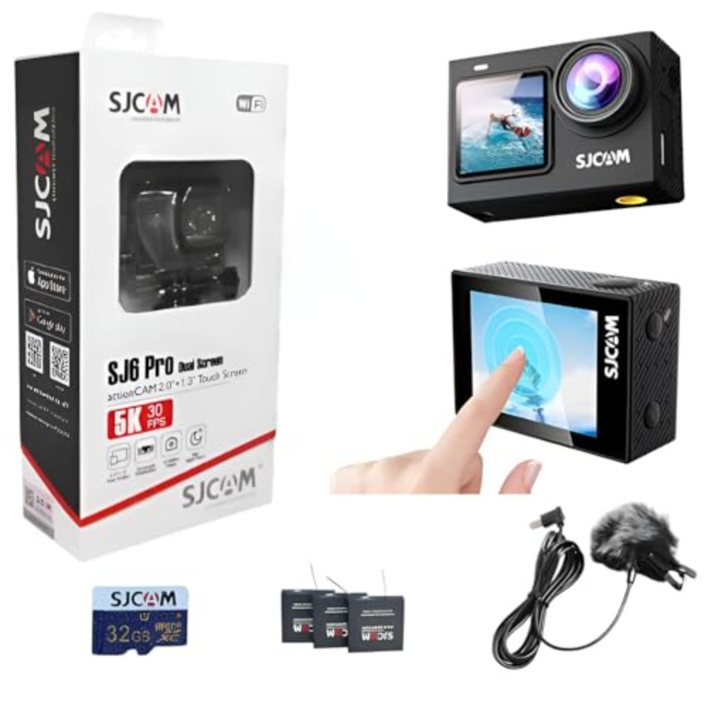 Compare Renewed SJ6 Pro 5K 24MP Dual Screen Action Camera Kit 6axis gyro 165° Ultra Wide 2 Touch Screen 30M Underwater with 3 x1000 mAh Batteries 32GB SD Card at KSA Price