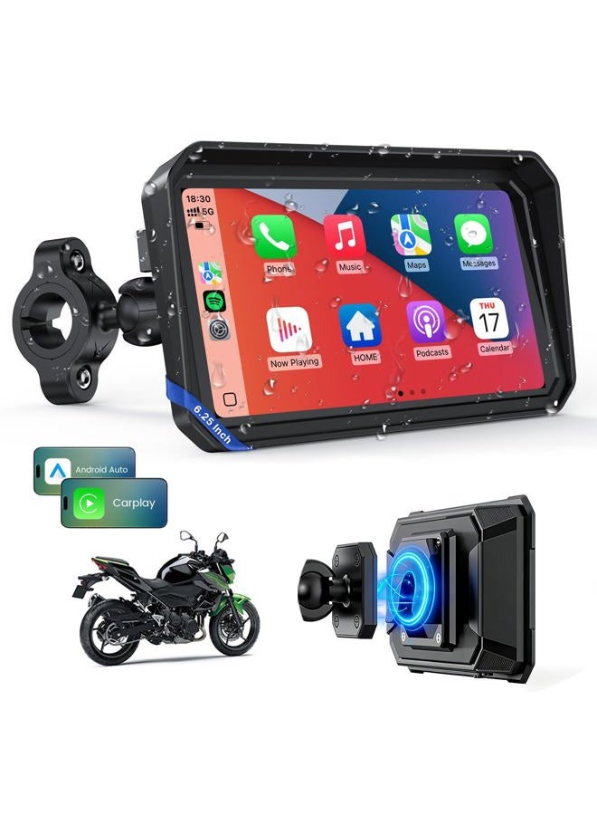 Compare 6.25 Inch Wireless Motorcycle Carplay GPS Navigation System with Apple Carplay and Android Auto Portable Screen with Dual Bluetooth, Navigation, Siri, Google Assistant at KSA Price