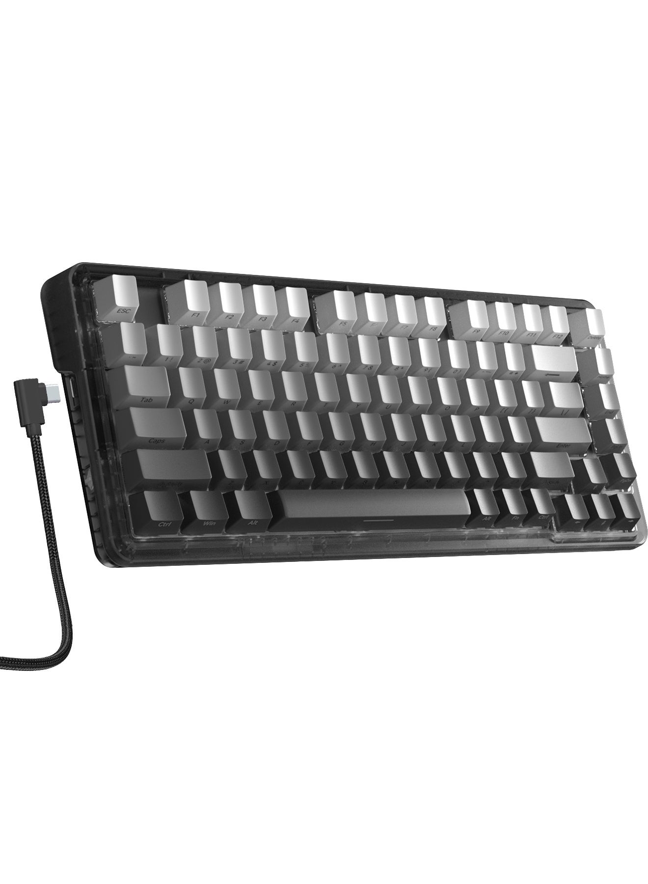 Compare 82 Keys Mechanical Gaming Keyboard 80% Mini TypeC Wired   White Light Effect  Hot Swappable  Gasket Mounted Design  Side engraved PBT Keycaps Gaming KeyboardCustomize Noah Silver Switch at KSA Price