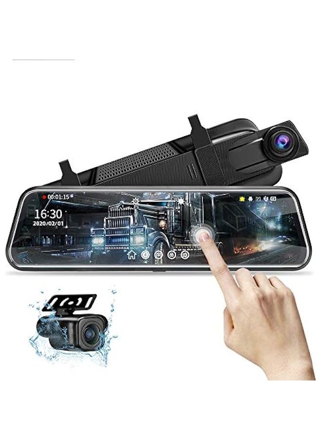 Compare 10 Mirror Dash Cam Night Vision 1080P FHD Full Touch Screen Front and Rear View Backup Camera for Cars Loop Recording Streaming Media 170°Wide Angle Parking Assistance with 10 Meters Cable at KSA Price