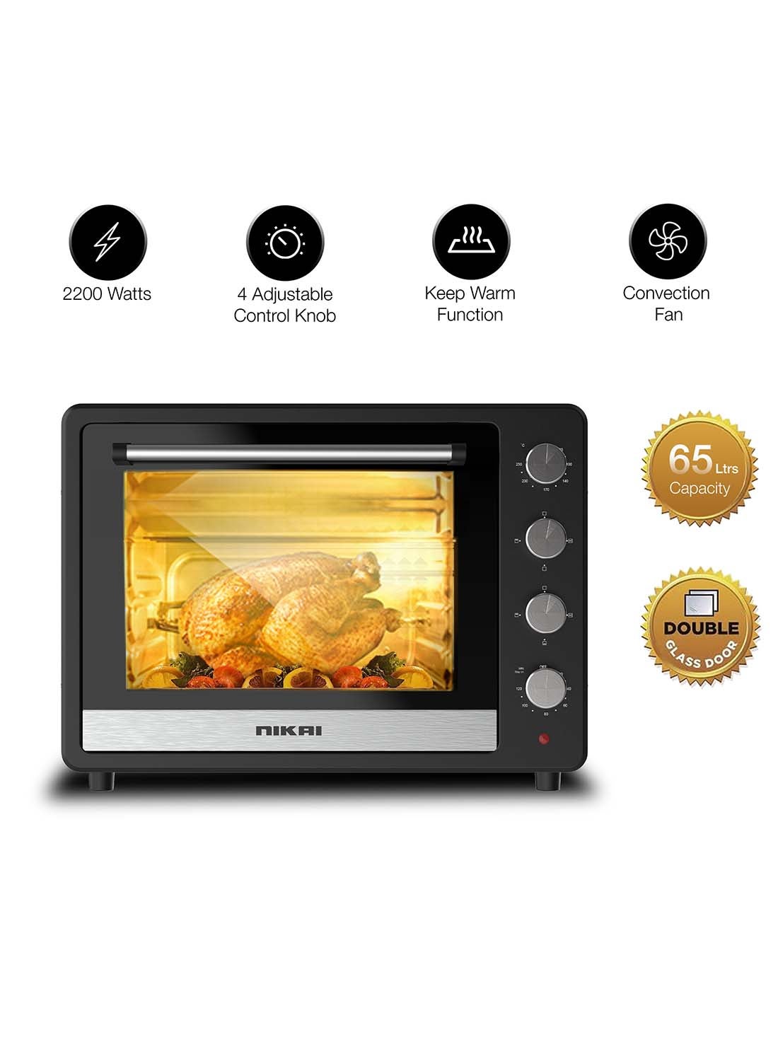 Compare Electric Oven, , Adjustable Temperature, 4 Stages Heating, 120Min Timer With Bell, HighEfficiency S.S. Heating, Rotisserie And Convection, Inside Light, Keep Warm Function 65 L 2200 W NT6500SRC2 Black at KSA Price
