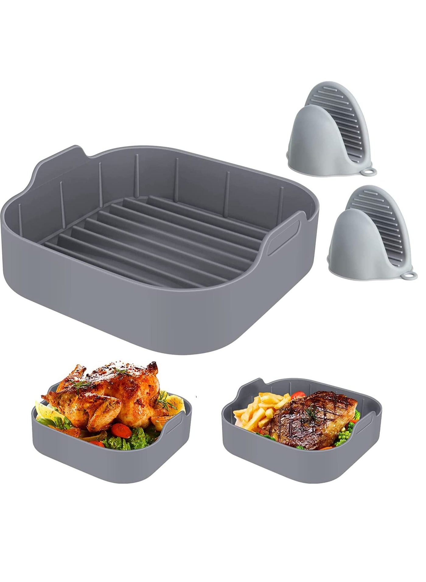 Air Fryer Silicone Pot, 2 Pieces Mini Oven Gloves,…