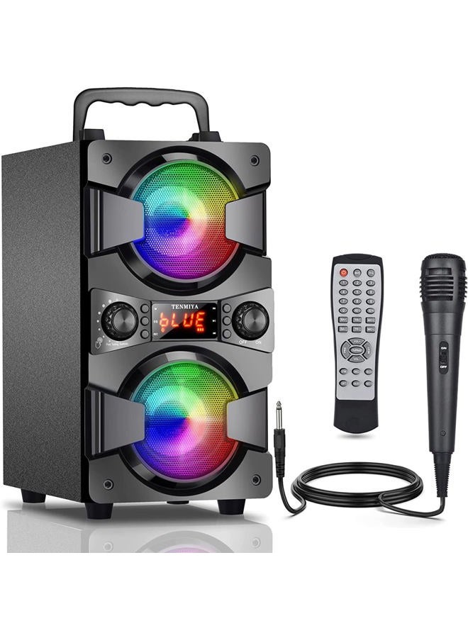 Compare Bluetooth Speaker, Portable Wireless Speakers with Microphone, 60W Peak Loud Stereo Rich Bass, Lights, Remote, FM Radio, EQ, Double Subwoofer Sound System, Speaker for Home Outdoor Party Gifts1MIC at KSA Price