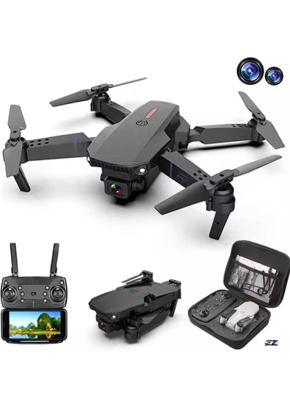 Compare Drone with 360° Roll | 150m Range | Dual HD Camera Lens | 2530 Min Flight Time | Speed Control, Gesture Manipulation, Optical Flow & Avoidance | 1 Battery Grey at KSA Price