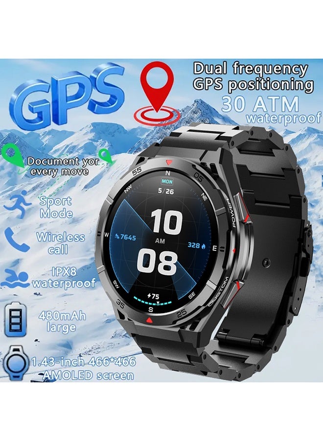 Compare GPS Smart Watch for Men Waterproof 1.43 Inch AMOLED Display Fitness Activity Tracke with Sleep Monitoring suitable for Android iOS at KSA Price