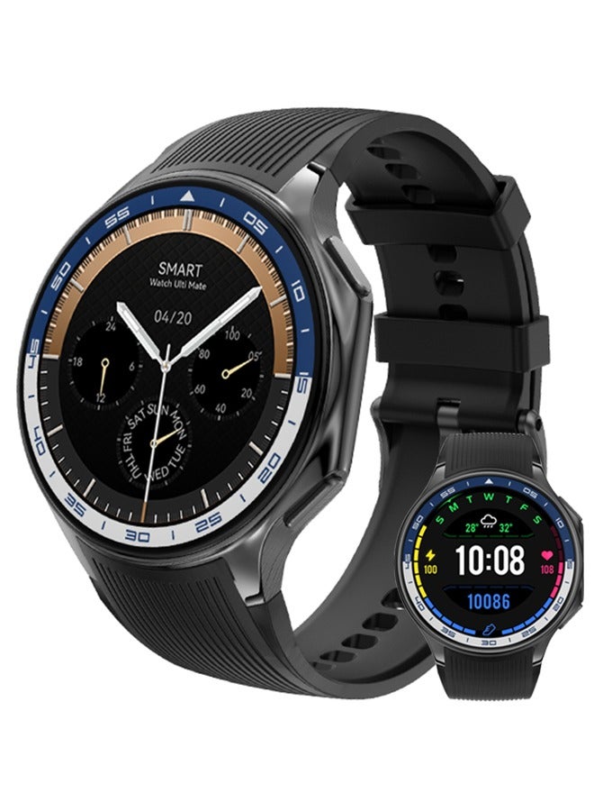 Compare 1.43 Smart Watches for Men Women Multi Sport Modes Fitness Watch with Blood Oxygen Sleep Heart Rate Monitor, IP68 Waterproof Smartwatch,Black Silicone at KSA Price
