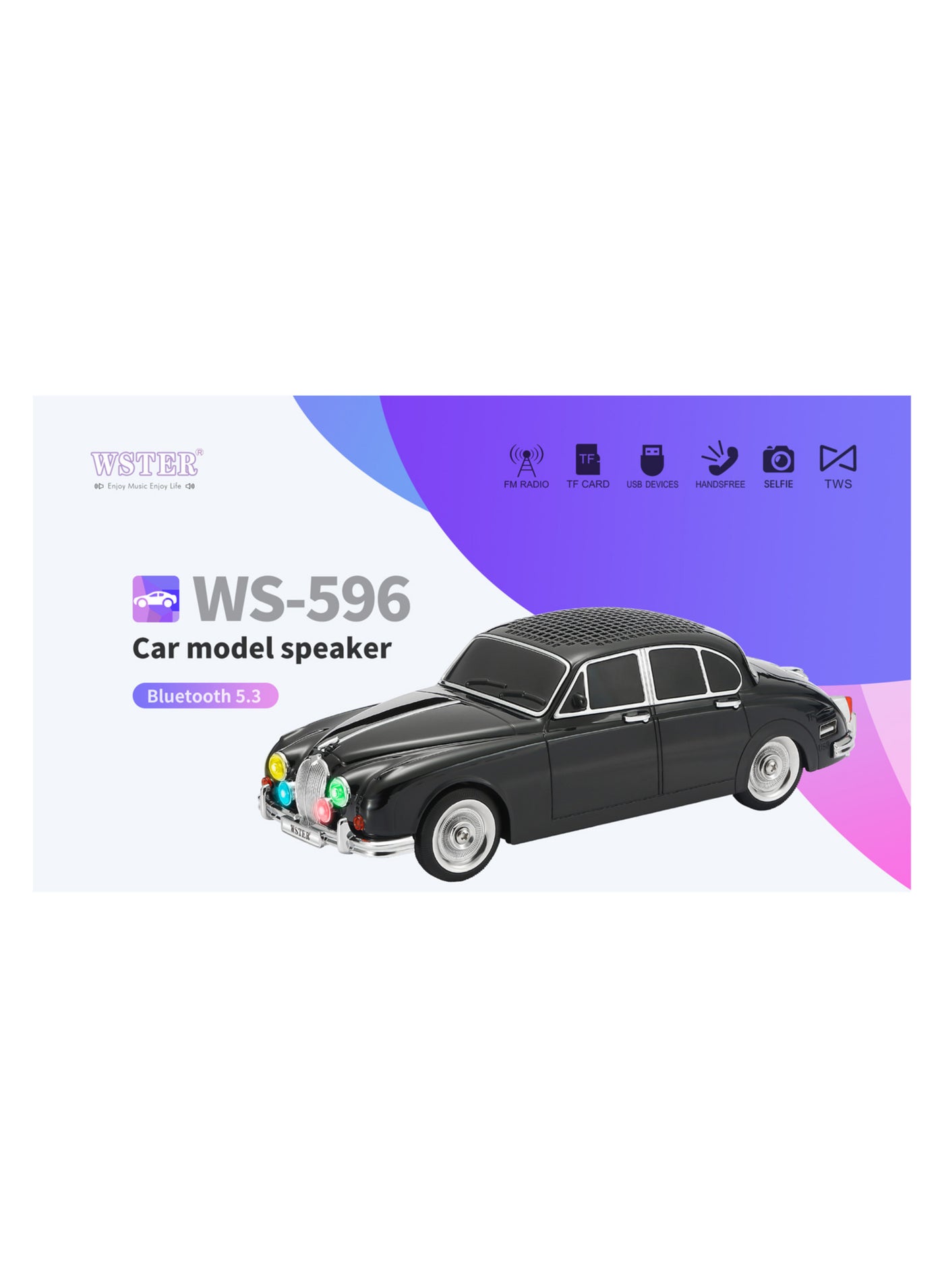 WS-596 Classic Jaguar Shaped Car Wireless Bluetooth…