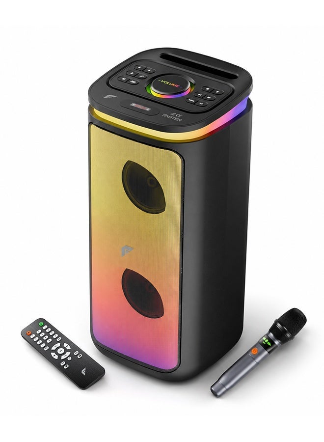 Compare X500 Portable Bluetooth Speaker 30W  Outdoor Party Speaker with Wireless Mic  Advanced Bluetooth 5.3, TWS Modes, USB, RGB Lights, Bass Adjustment, FM Radio, TF AUX Inputs  4 Inch Dual Woofers, Fast Charging, Multifunctional Buttons  Solid Metal Build For Camping, Outdoor Travel, Beach, Pool at KSA Price